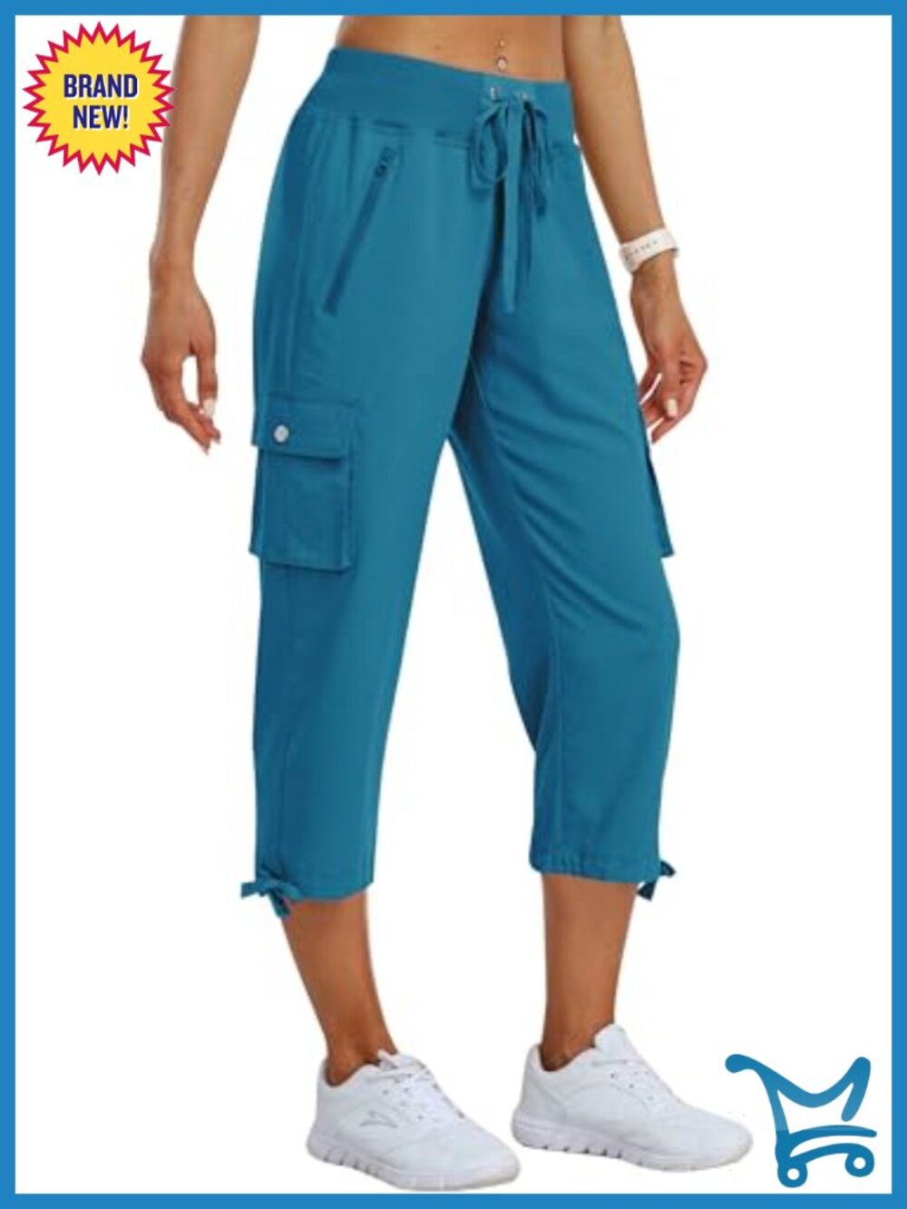 Womens Cargo Capris Lightweight Quick Dry Hiking Pants Elastic Waist